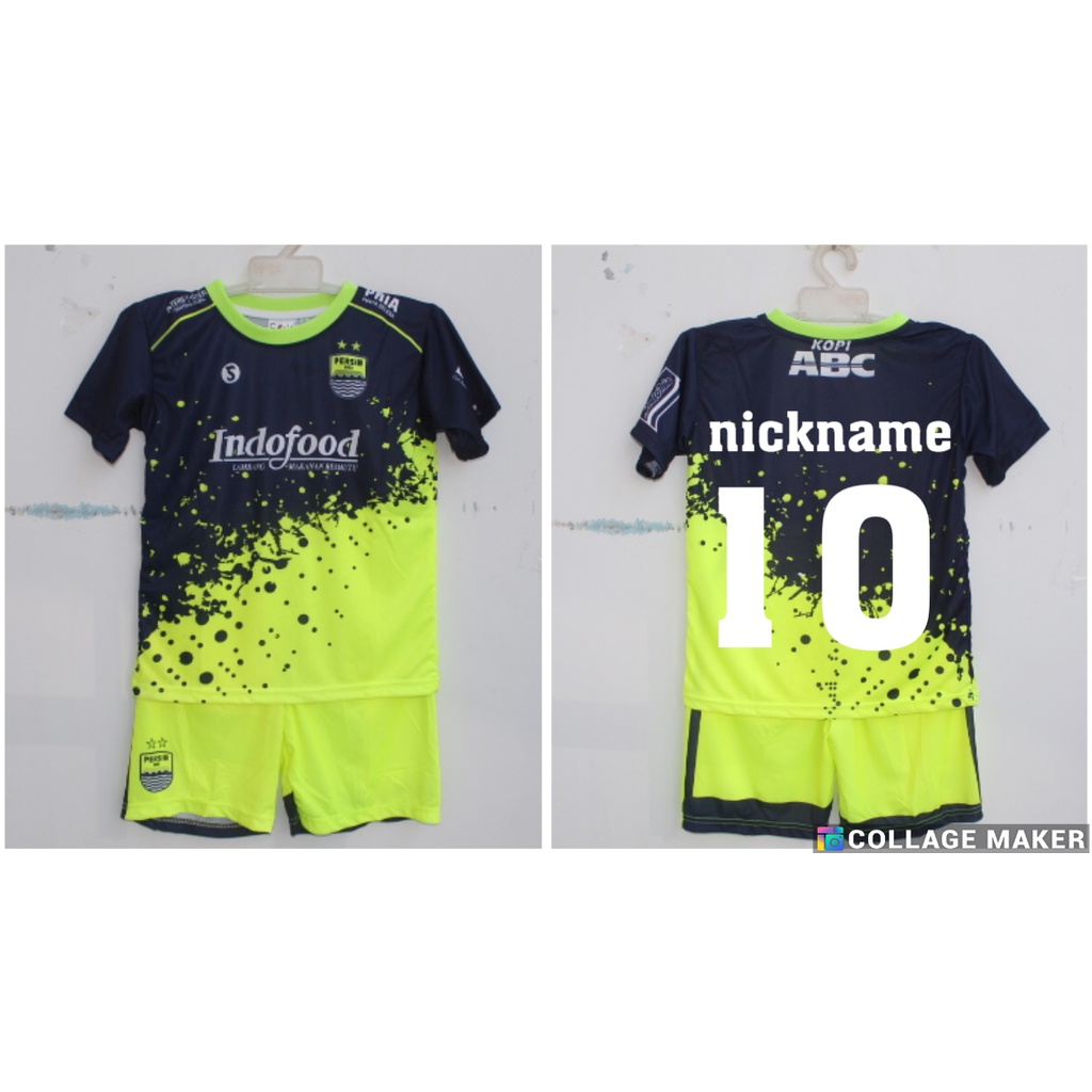 stelan jersey baju bola anak persib bandung sablon printing size 2-12thn