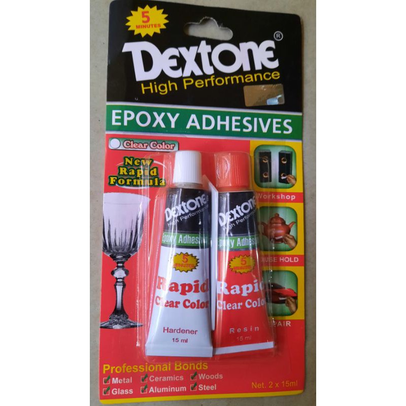 Lem Epoxy Dextone Rapid 5 menit clear/ Bening 2x15 ml