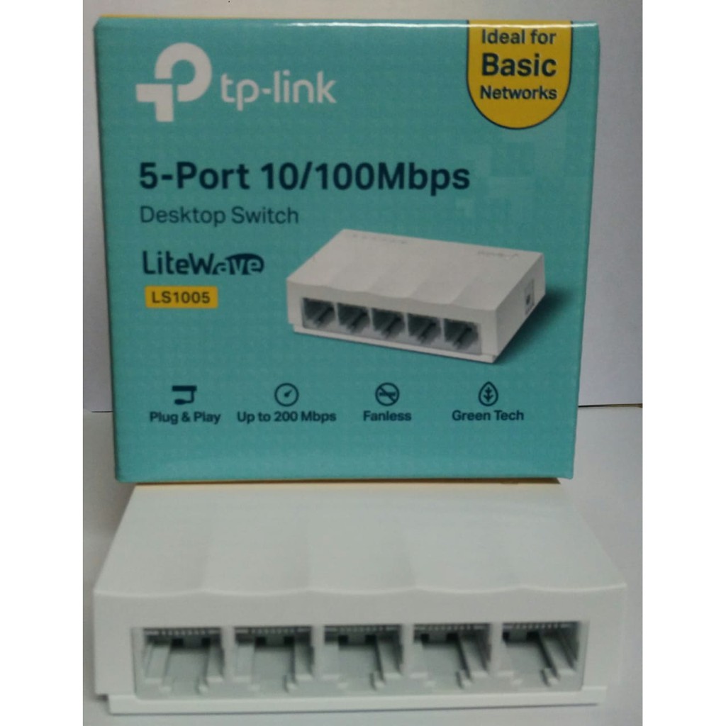 TPLINK LS1005  5-Port 10/100Mbps Desktop Switch Plastic Case TP-Link Fast Ethernet