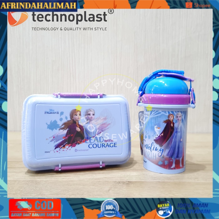 

{TERBARU} TECHNOPLAST Paket Hemat School Frozen Set/Tempat Bekal&Botol Air 400ml - Motif Elsa Ana