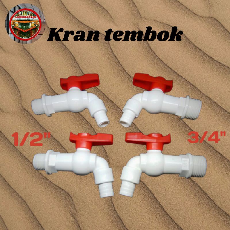 Kran tembok PVC tebal 1/2&quot; - 3/4&quot;