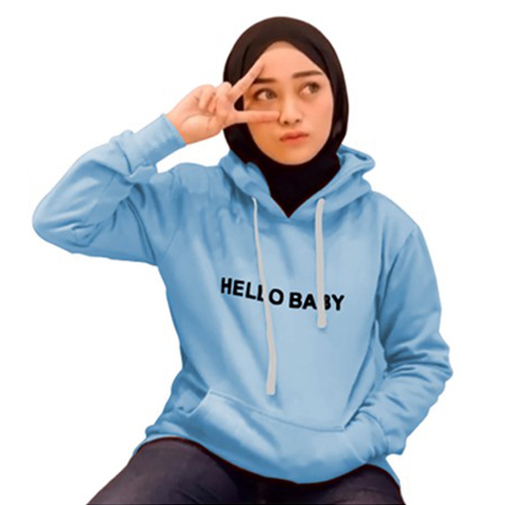 Sweater Hoodie Hello Baby Fit to  XL(BESAR)