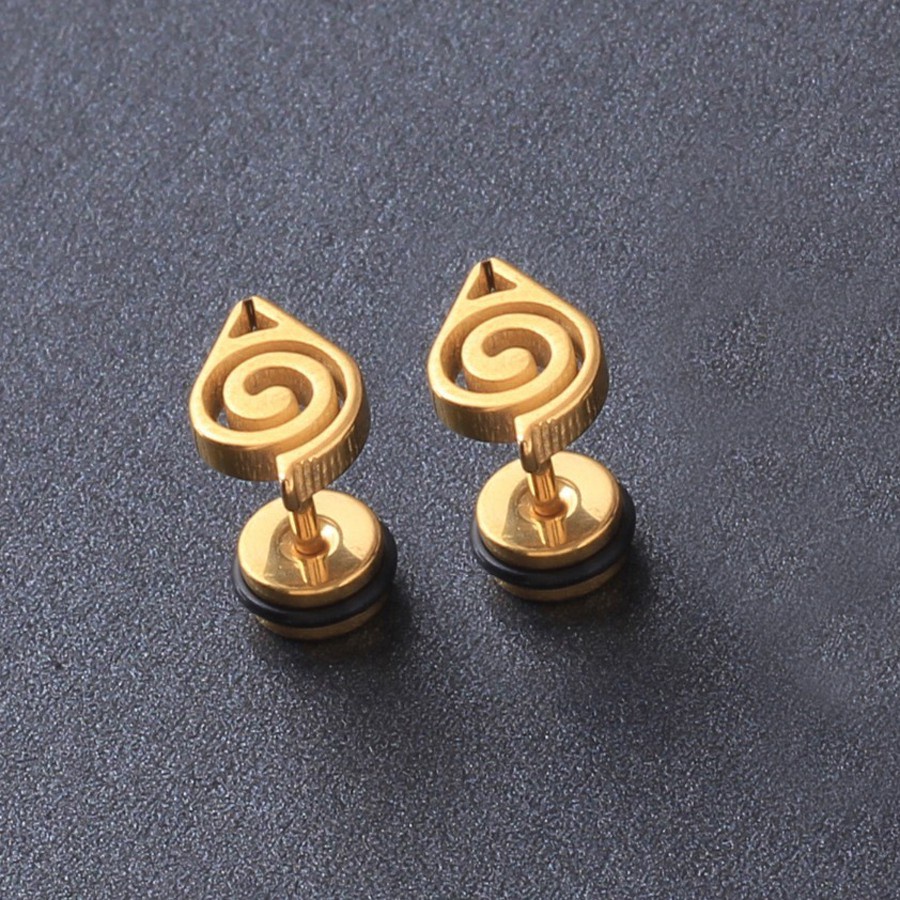 Anting Titanium Steel Hypoallergenic Anime Naruto Unik Modis Trendi Keren Gaya Hip-Hop Anting Perempuan Pria