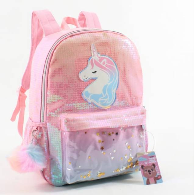 QUOKKA TAS  RANSEL CEWEK SD JUSTICE ALIKE UNICORN SEQUIN 