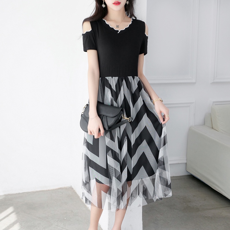 【Elegant】Sweet Short Sleeves Black Knit  Casual Dresses 7491