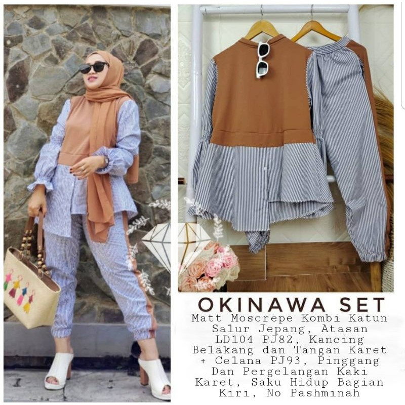 SET CELANA FASHION OKINAWA, MOSCREPE, GAMIS HIJAB MUSLIM, SETELAN