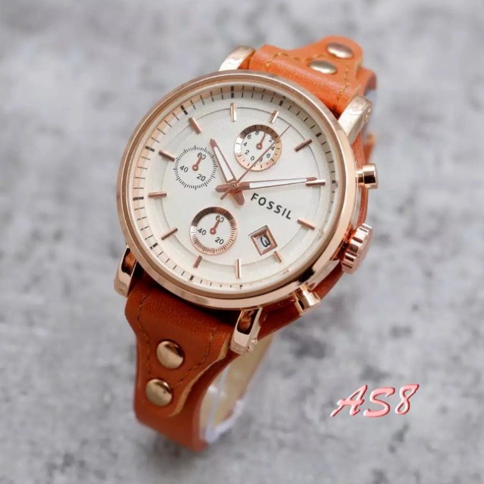 Jam Tangan Cewek Anti Air Analog Fosil Fashion Wanita Kulit Mewah Date Aktif as8 Kekinian Termurah E