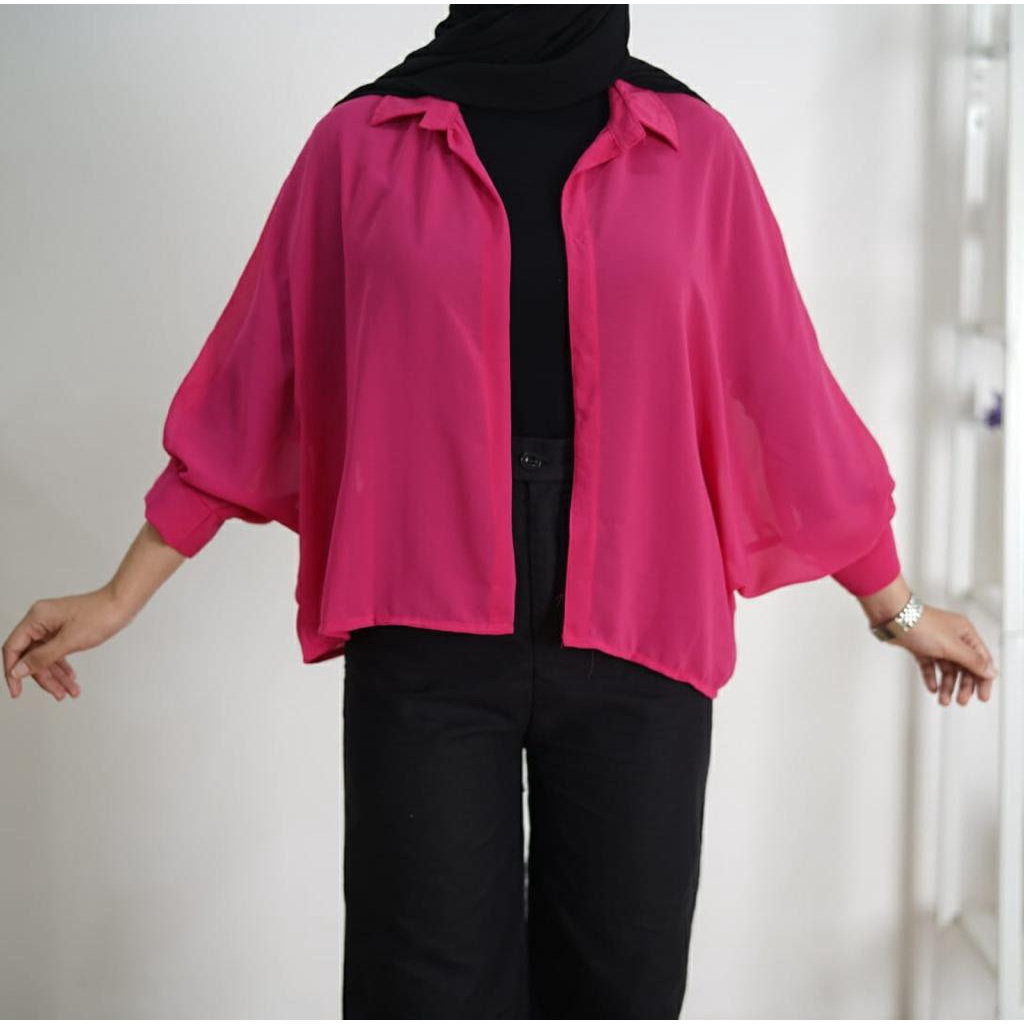 GFS AT FELECIA OVERSIZE SEETHROUGH OUTER-CERUTY FUSCHIA