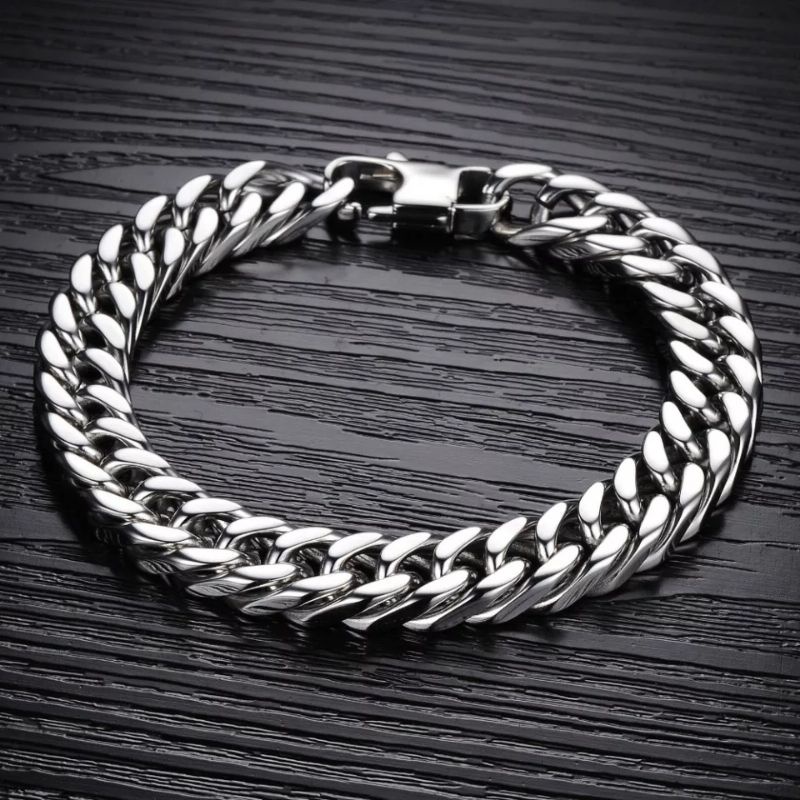 BOUNCIL JEWELLRY - Gelang Pria Rantai Silver Titanium Besar