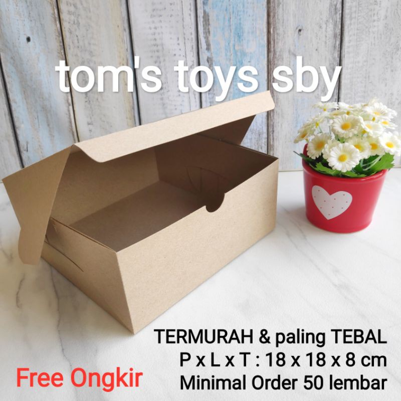 Kotak Dus Nasi Roti Kue Snack box 18 x 18 x 8 cm TERMURAH Kotak Dus Nasi Roti Kue Snack box 18 x 18 x 8 cm TERMURAH