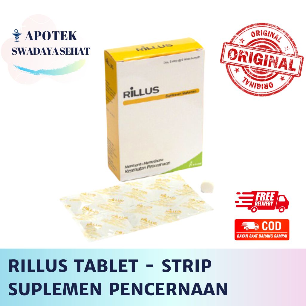 RILLUS Strip - Suplemen Pencernaan Per Tablet Prebiotik Probiotik Diare Mencret