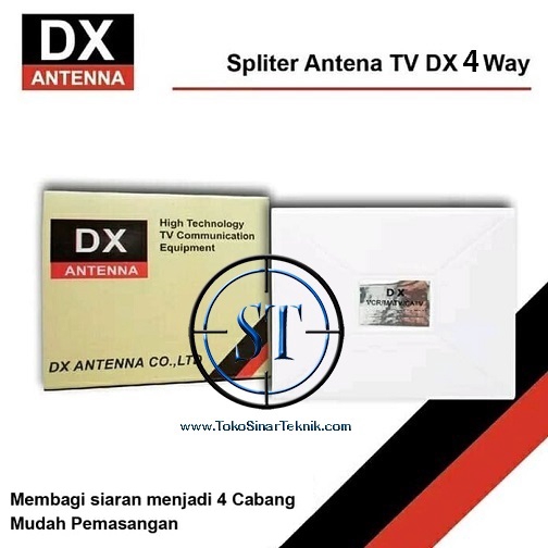 Splitter TV DX 4 Way Pembagi Arah Cabang Antena Antenna TV Televisi Switcher 4 Jalur 4 Output Pemasangan Mudah