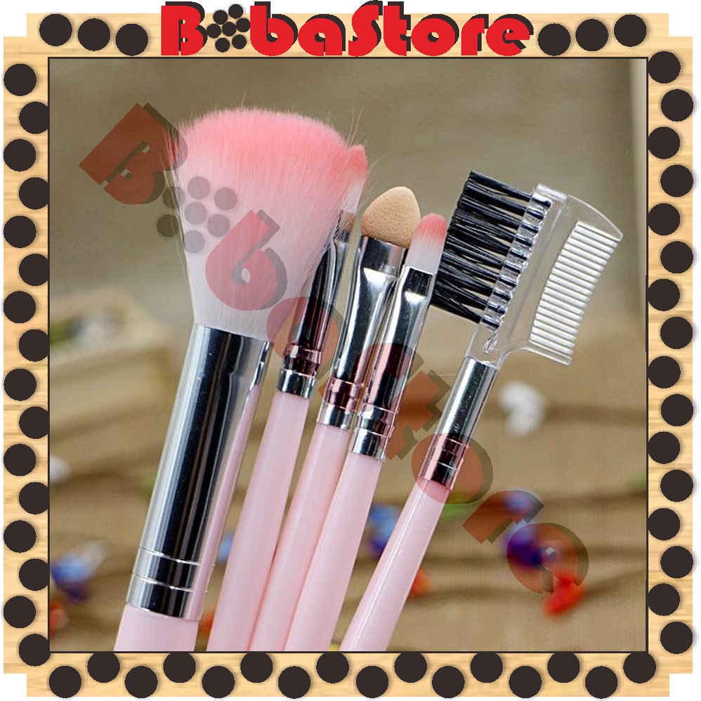 ⭐Bobastore⭐ R636 5PCS/ Set Kuas 5 in 1 Make Up Brush Kuas Makeup Eyebrow Brush Blush On Brush Eyeshadow Brush Sponge