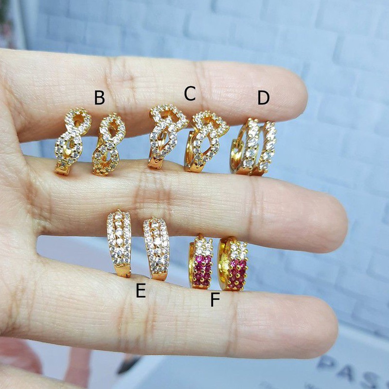 Anting Berlian Xuping Premium Jepit Lapis Emas - BE255