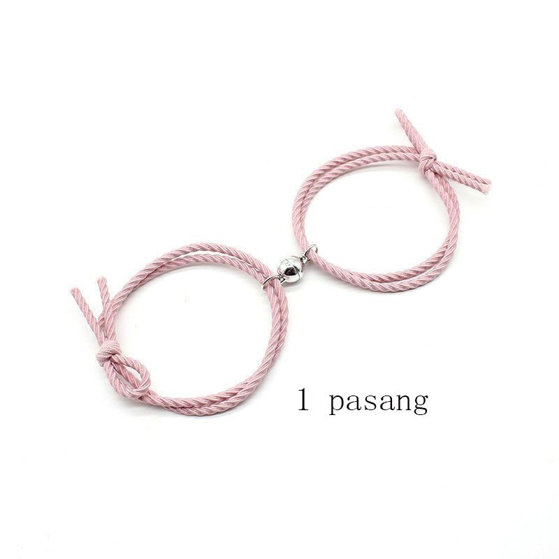Tai Chi Yin dan yang 2 pcs Gelang Couple Magnet Pasangan Liontin Kreatif Pesona Gelang Perhiasan Hadiah Kekasih/ Couple Magnetic Attract Braided❤Yimi❤-#6