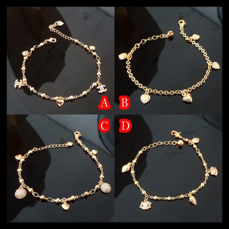 Perhiasan Murah Gelang Xuping Wanita Lapis Emas Dengan Mata Zircon Gold Emas 24K Rumbai