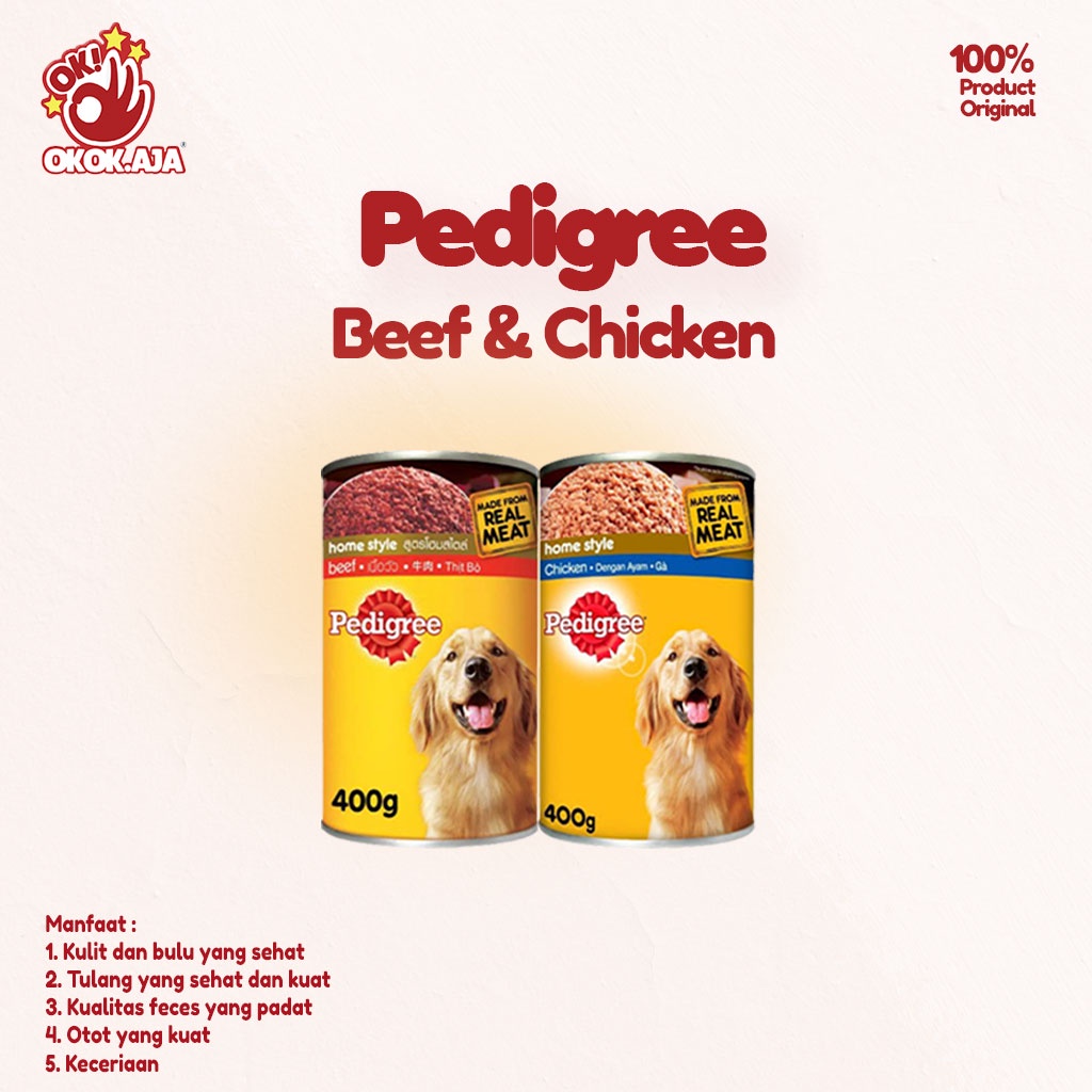 Makanan Anjing basah premium Pedigree kaleng 400gr - Dogfood murah