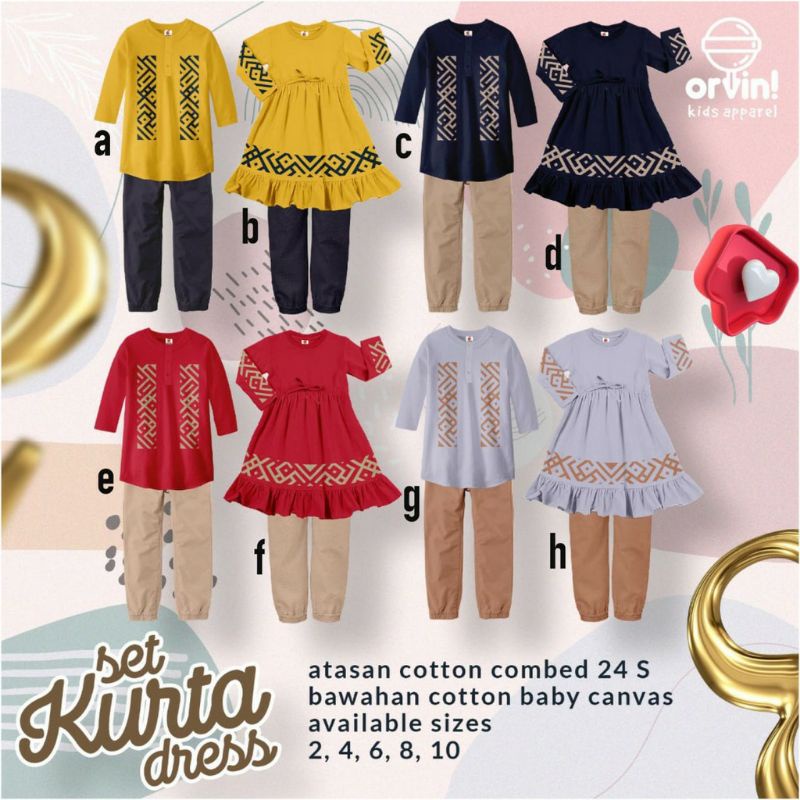 Set Kurta Dress By Orvin Kids Apparel