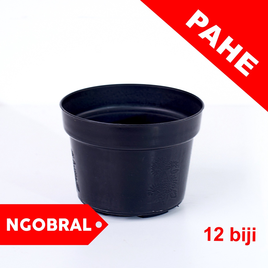 PAket 12 GROSIR Pot Tanaman Plastik Hitam 17cm / Pot Bunga 17cm HITAM MURAH