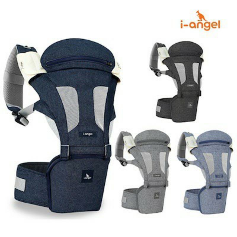 i-Angel Gendongan Bayi New Magic 7 Hipseat Carrier + Hipseat - Melange Grey With Hood