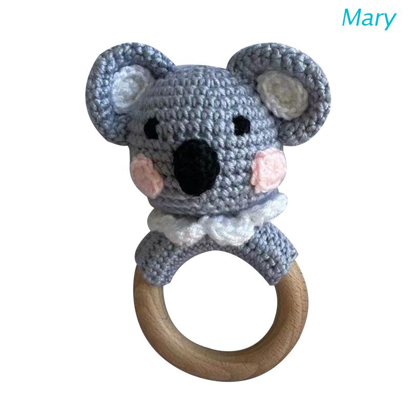 Mary Mainan Rattle Teether Kayu Bentuk Koala Crochet Untuk Bayi Newborn