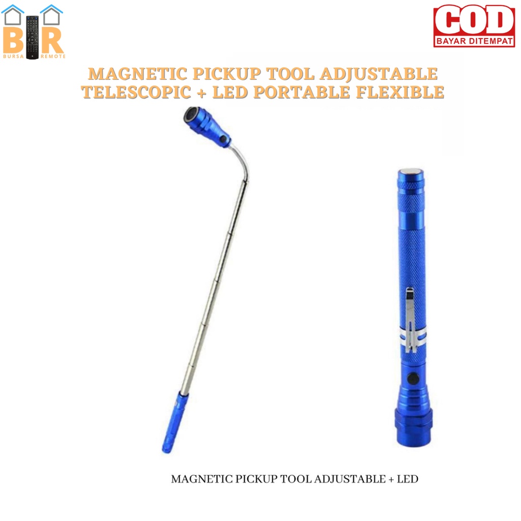 MAGNETIC PICKUP TOOL ADJUSTABLE / TELESCOPIC + LED PORTABLE FLEXIBLE