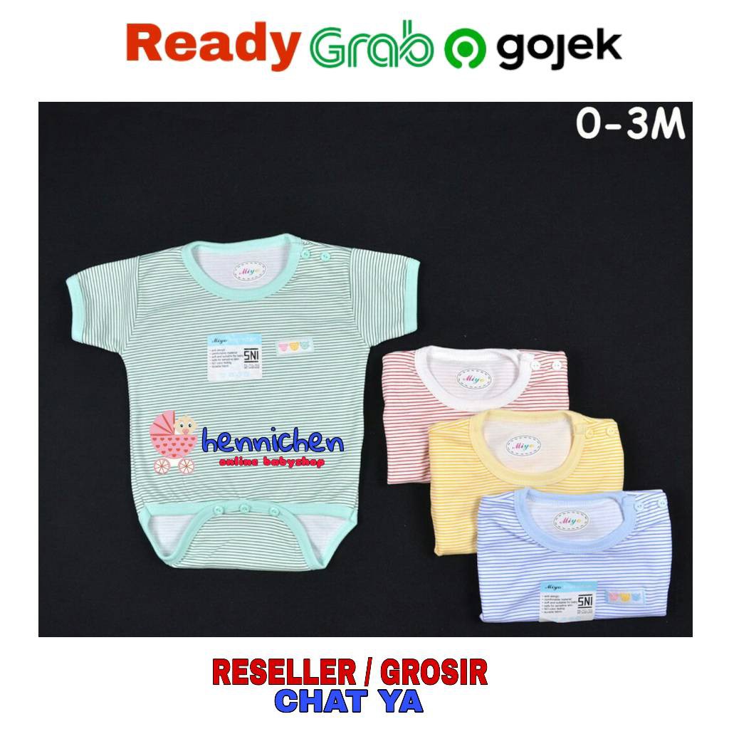 MIYO  by libby Baju Kodok Segitiga/Jumper Bayi/Baby Salur GARIS Newborn (0-3M) SNI