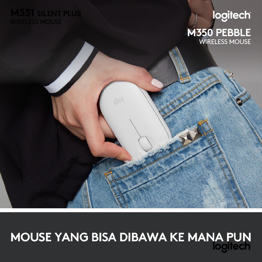 Logitech Peble M350 Silent Mouse Bluetooth + Wireless  Original