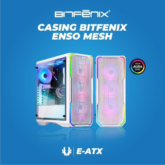 PC Case Gaming Bitfenix Enso Mesh White Free 4Fan ARGB