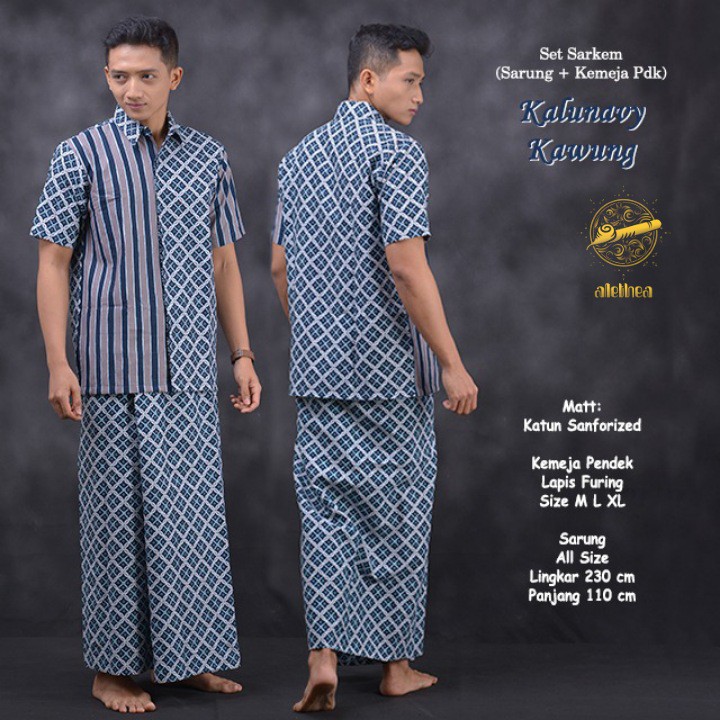 KALUNAVY KAWUNG SALU Baju Kemeja dan Sarung Batik Pria Dewasa Premium Lebaran Asli Solo alethea