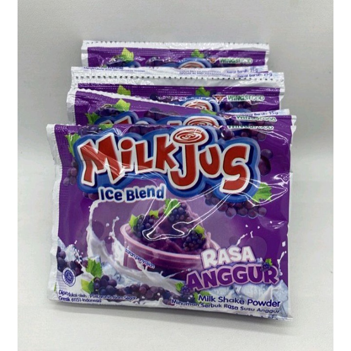 

Serbuk Minuman Instan Ice Blend Shake Milkjus Rasa Anggur Segar Eceran Kemasan 25 gr