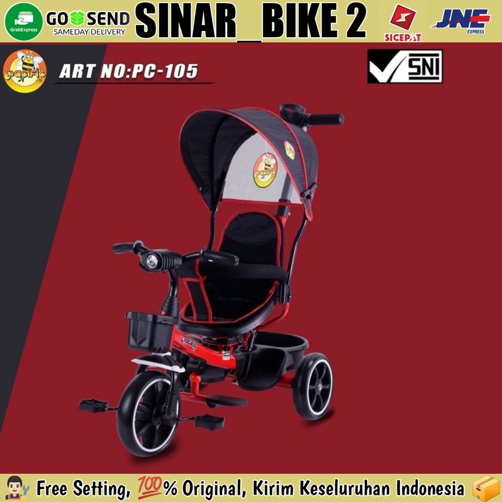 Sepeda Roda Tiga Anak Pacific Pc-105 Kursi Putar Tricycle Stroller