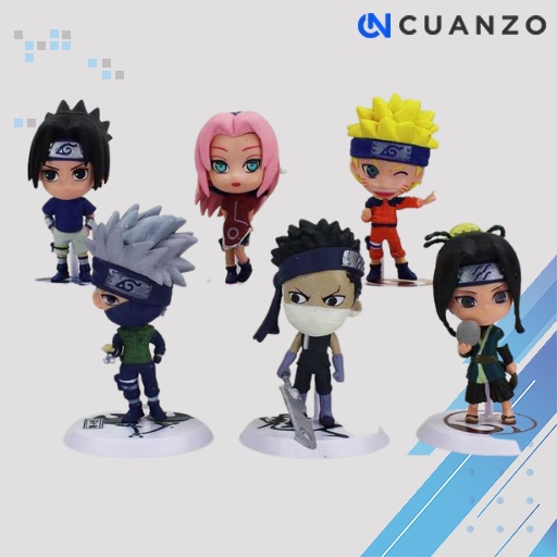 Action Figure Naruto 6 PCS / Mainan Action Figure Figur Naruto Uciha Sasuke Chibi Akatsuki Gaara Hinata Hokage Shippuden Uchiha Zabuza Haku Sakura Kakashi Tobi Killer Bee Kurama Itachi Keren Set / Patung Pajangan Karikatur Miniatur Action Figure Naruto