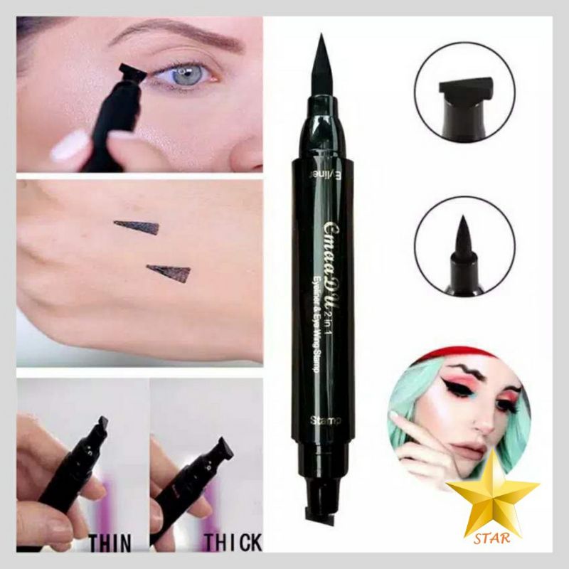 Eyeliner Stamp CMAADU 2 in 1 ORIGINAL Eyeliner Wing Spidol