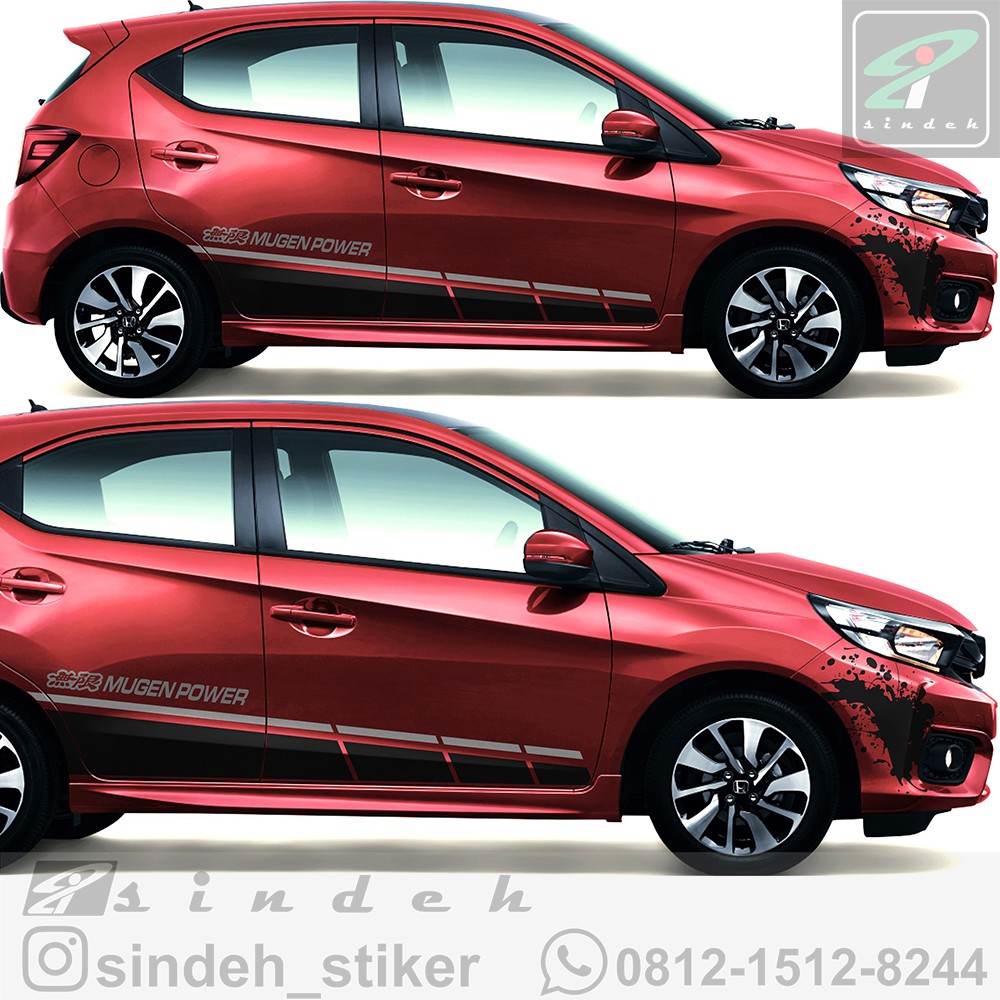 cutting sticker mobil brio stiker mobil striping MUGEN POWER keren