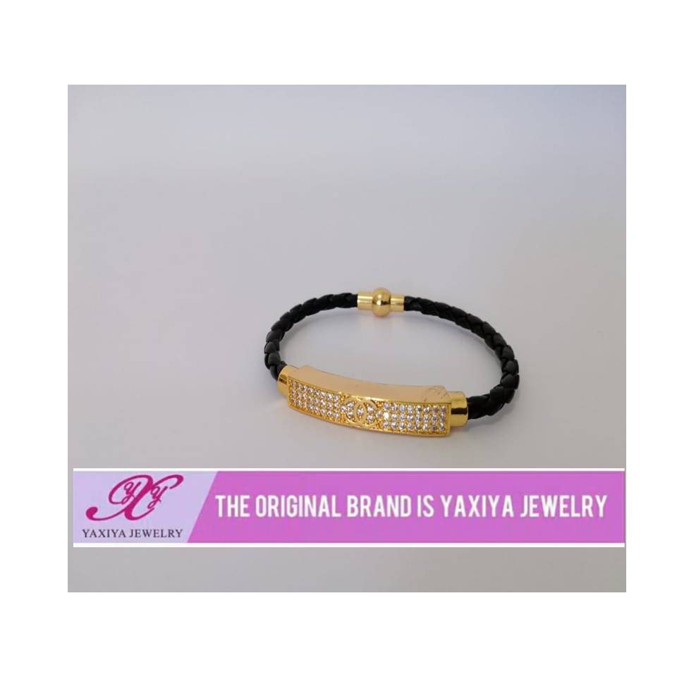 [BESTMART] Gelang tali hitam Motif logo chanel perhiasan lapis emas Korea Yaxiya