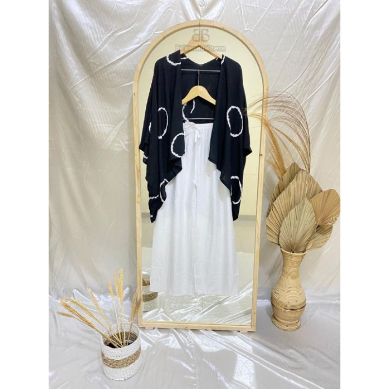 Setelan Shizuka Cardigan Shibori Mix Kulot Kolor White