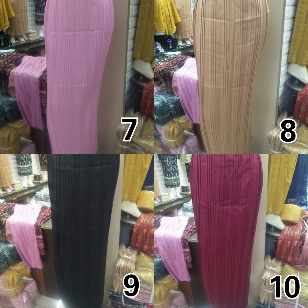 Rok Plisket Sateen Polos Aneka Warna