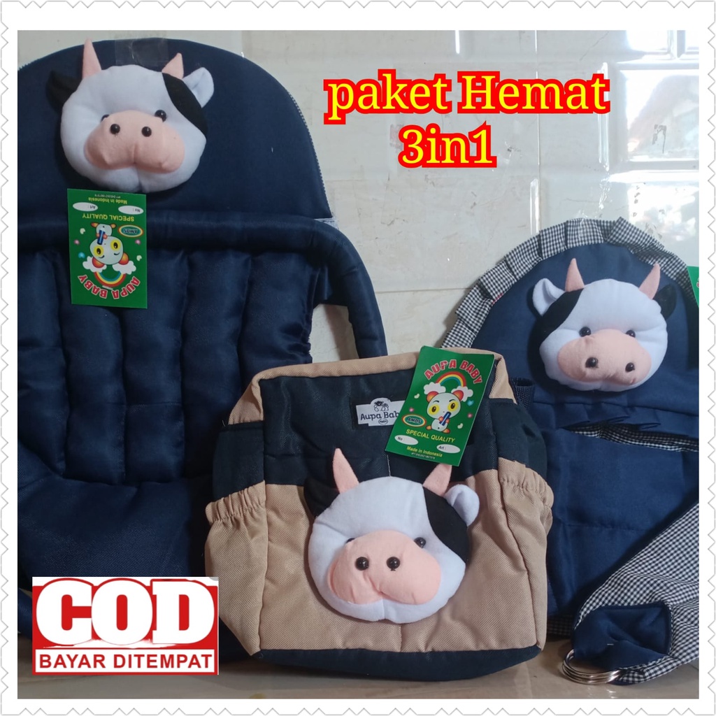 Paket 3IN1 Gendongan Depan Sapi Tas Bayi Sapi dan Gendongan Samping Sapi