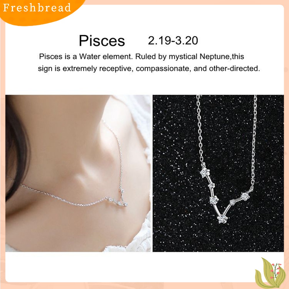 【Fresh】Shiny Rhinestone Women Horoscope Astrology Constellation Sign Guardian Necklace