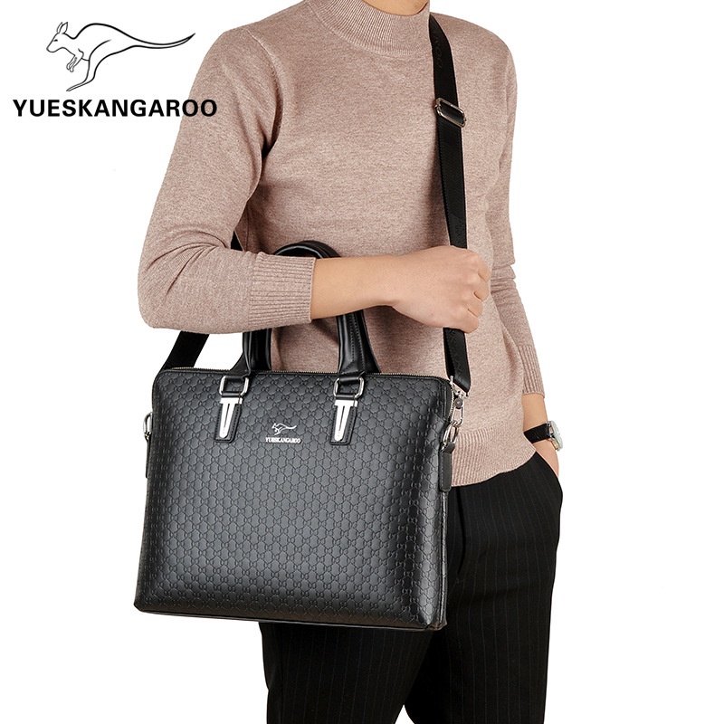 [ORIGINAL] Yueskangaroo Tas Kerja Pria dan Wanita Kulit Laptop 14 Inch Business Shoulder Handbag Import