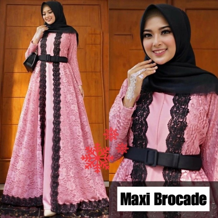 Gamis Wanita // Maxi Dress Brocade Baju Lebaran // Gamis Pesta Mewah - dusty