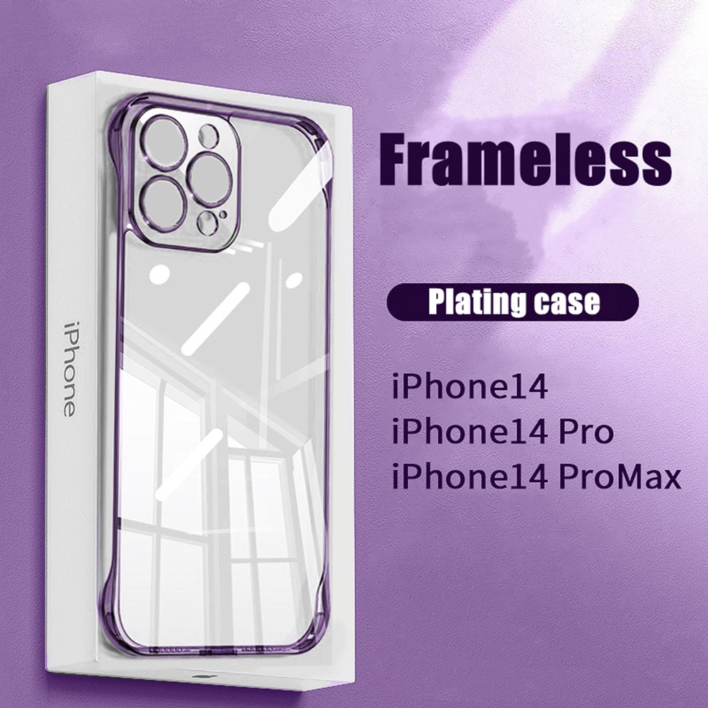 Hard Case Plastik Transparan Slim Tanpa Bingkai Cover iPhone 14 13 12 11 Pro Max XS Max XR X 14 Plus