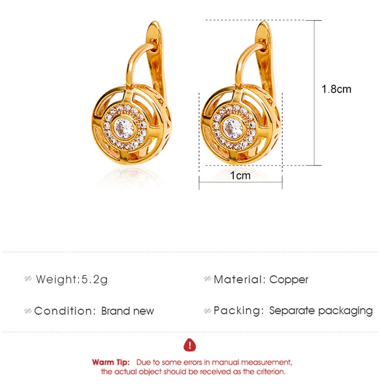 Korean Exquisite Hollow Geometric Earrings Sweet Zircon Earring