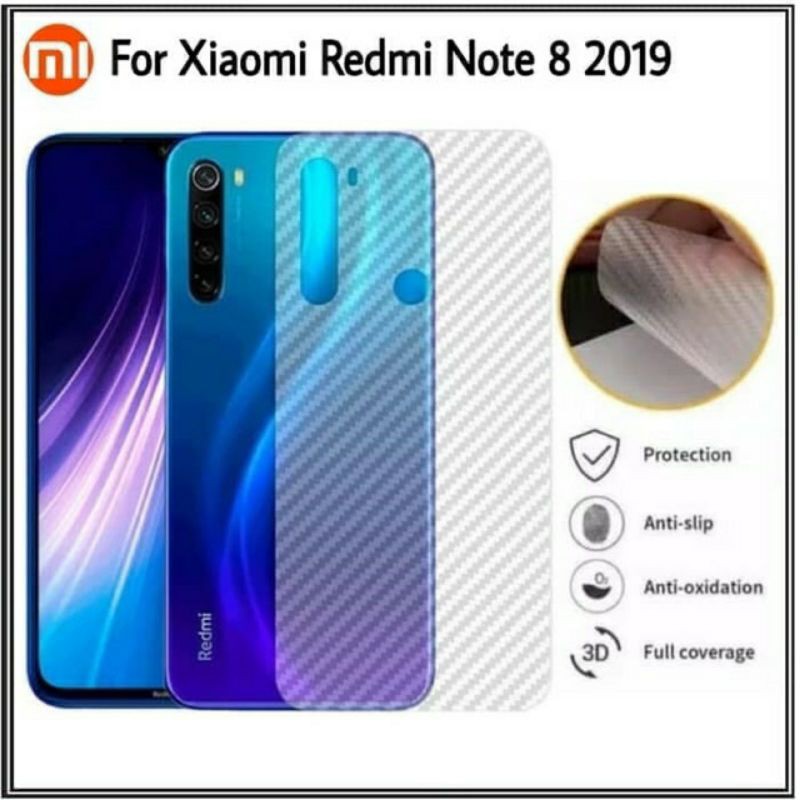 Anti Gores Skin Karbon Redmi Note 7 / 8 / 8Pro / 9 / 9Pro /10 / 10Pro / Poco M3 / Poco X3 / Redmi 9T