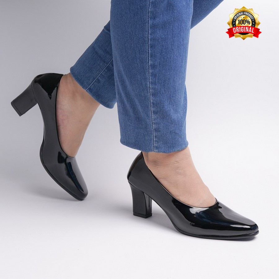 SEPATU PANTOPEL WANITA KULIT ASLI SEPATU GURU SEPATU PASKIBRA SEPATU HILS  HEELS SEPATU PANTOFEL WAN