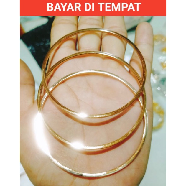 GELANG TANGAN WANITA TITANIUM ANTI LUNTUR WARNA GOLD DAN ROSEGOLD ANTI KARAT,UKURAN 58-60-62