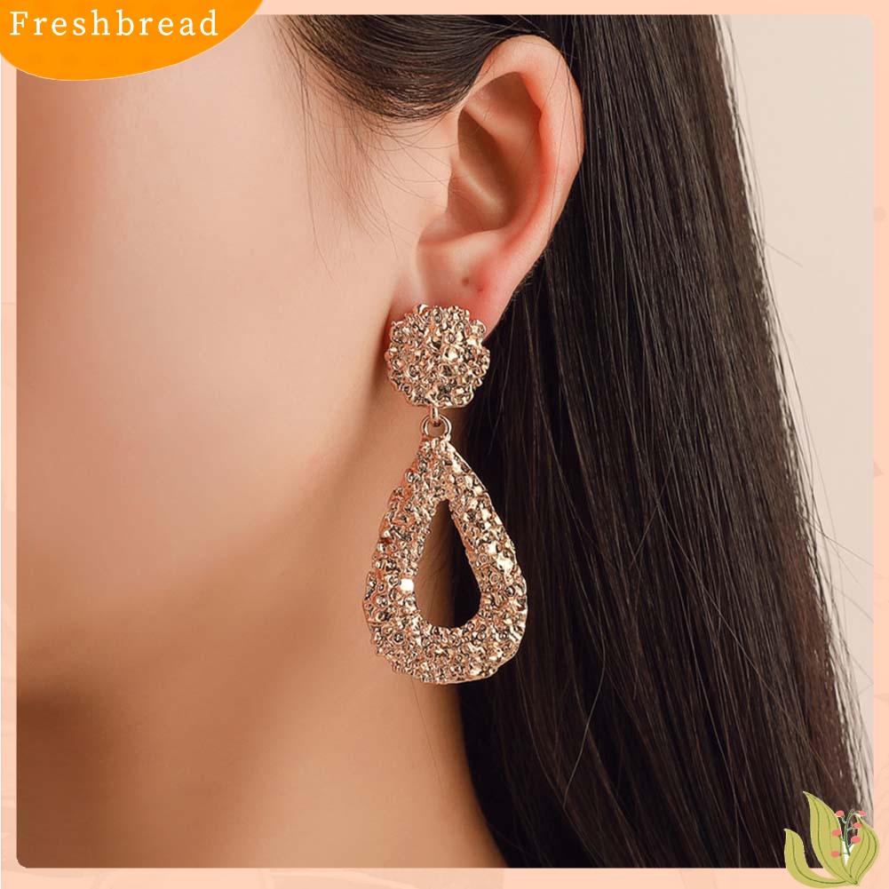 Fresh| Anting Tusuk Gantung Wanita Desain Tetesan Air Hollow Emboss Gaya Bohemian Untuk Hadiah