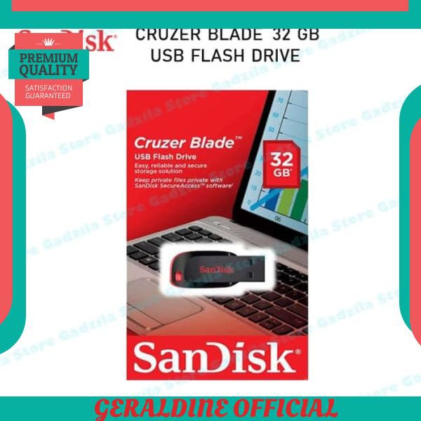 TERMURAH USB Flashdisk SanDisk 32GB - 32 GB Cruzer Blade Original Ori Resmi Baru FD FlashDrive