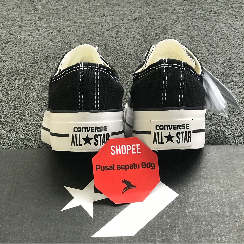 [TERIMA COD] SEPATU CONVERSE PLATFORM LOW BLACK WHITE